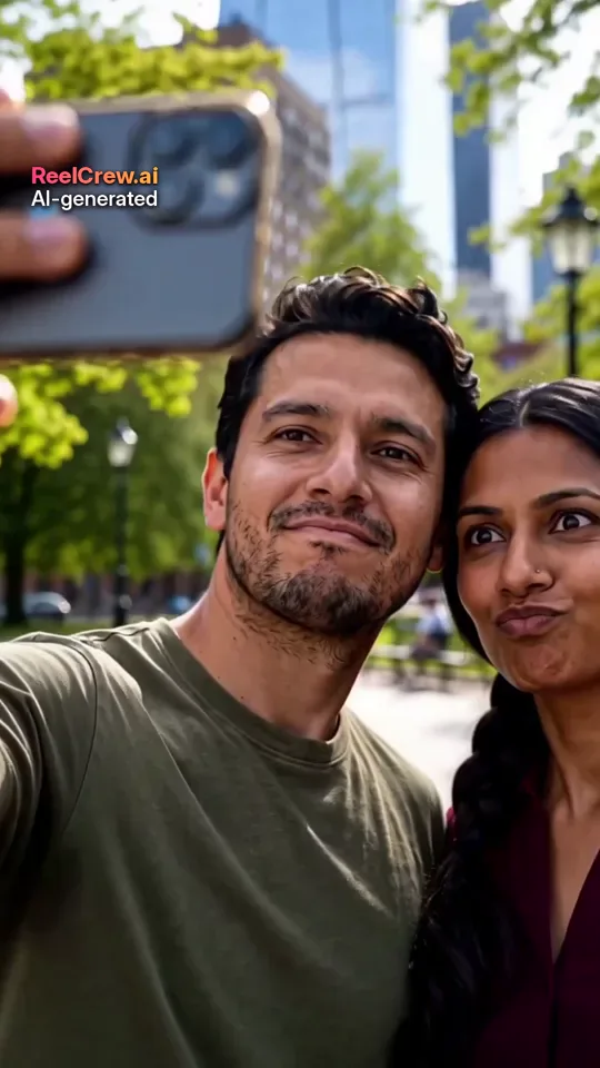 Couple selfie to video – AI video example made with the AI Couple template (AI-generated people)